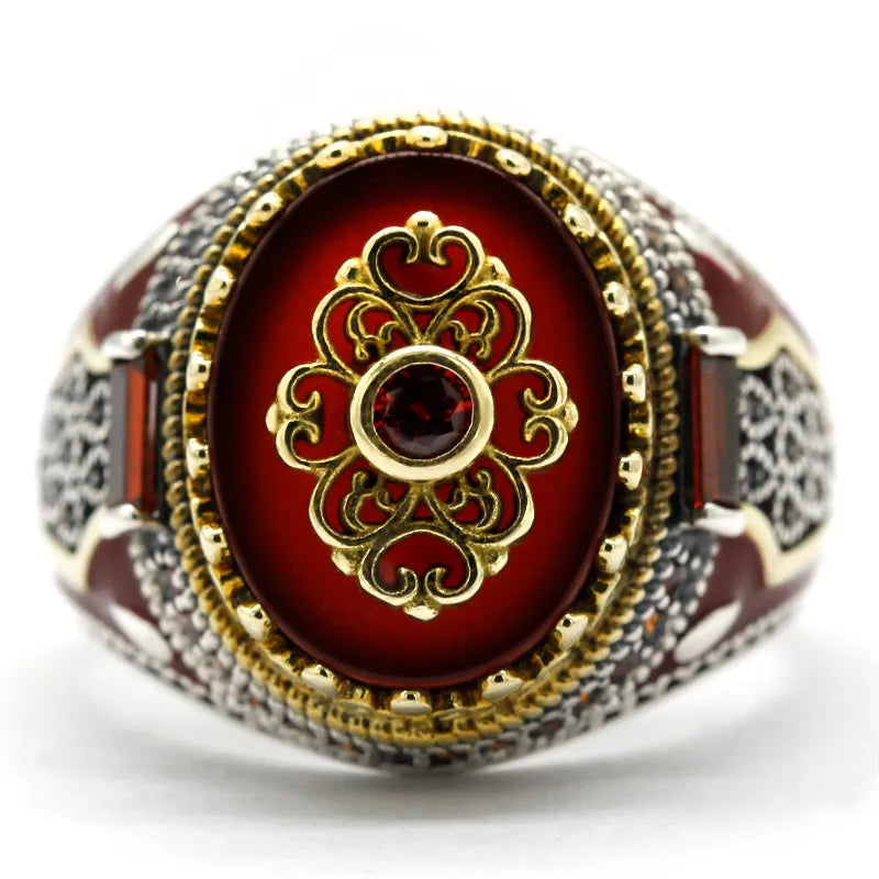 Anillo Rey del Desierto – Plata 925 con Ágata Roja Natural