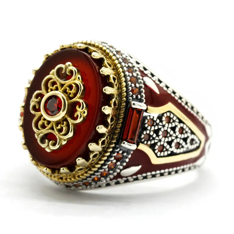Anillo Rey del Desierto – Plata 925 con Ágata Roja Natural