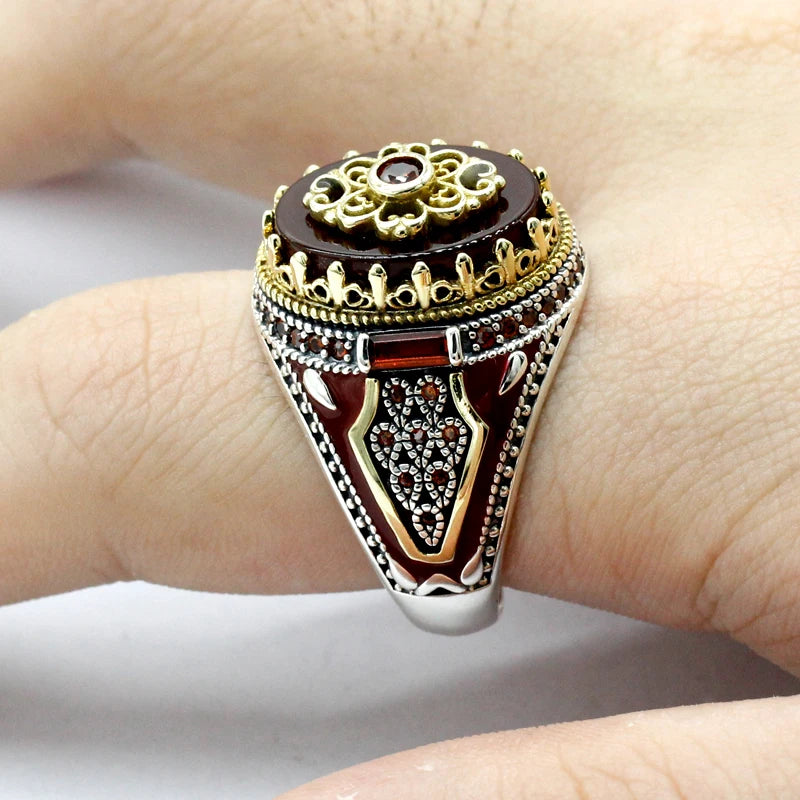 Anillo Rey del Desierto – Plata 925 con Ágata Roja Natural