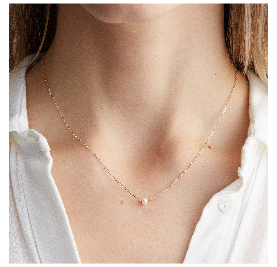 Aura de Perla – Gargantilla Minimalista en Acero Inoxidable 316L